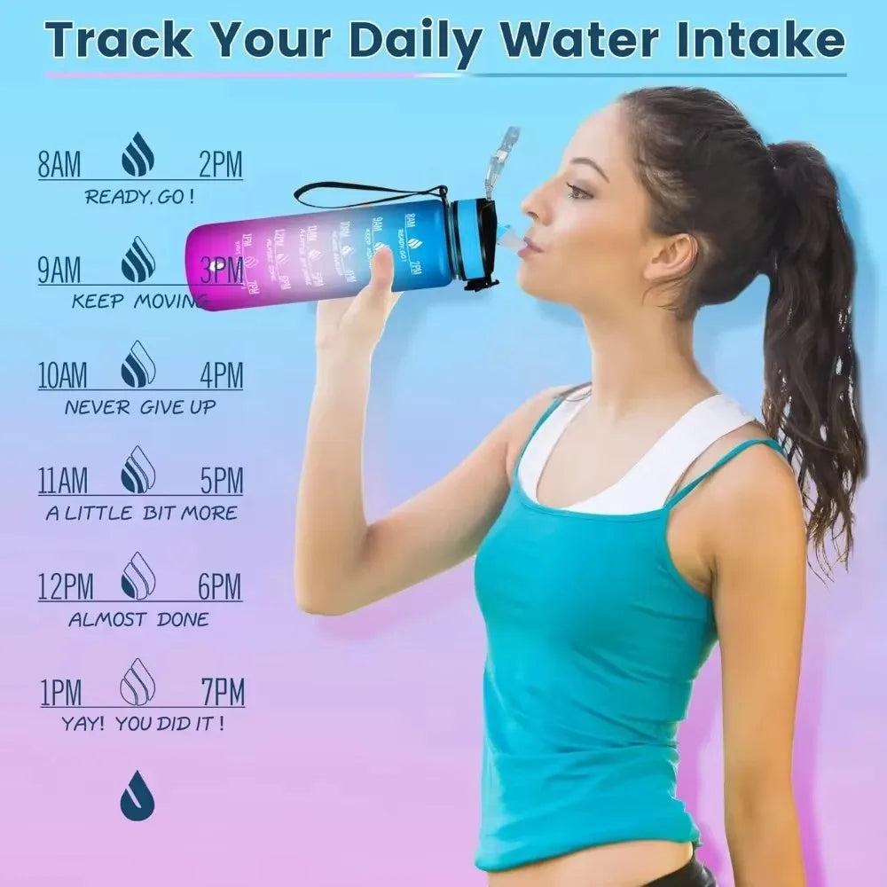 Motivational Sports Water Bottle with Times Marker