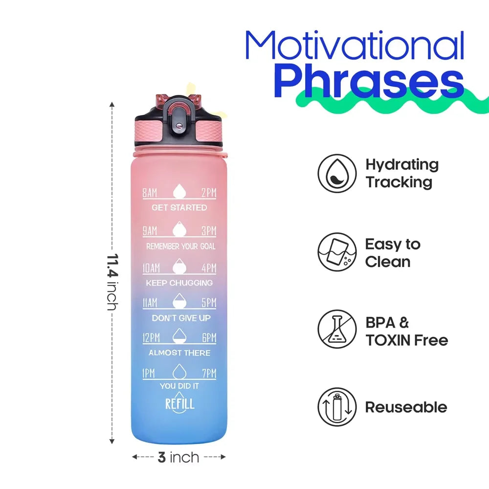 Motivational Sports Water Bottle with Times Marker