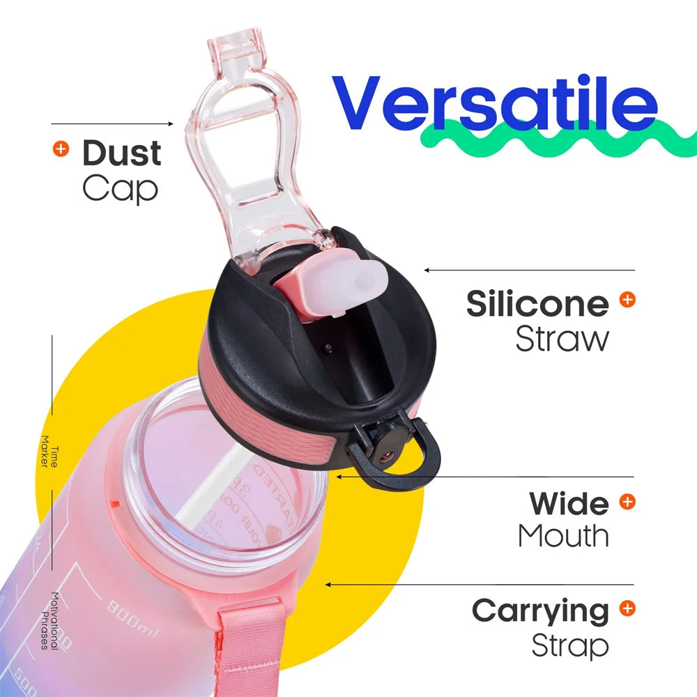 Motivational Sports Water Bottle with Times Marker