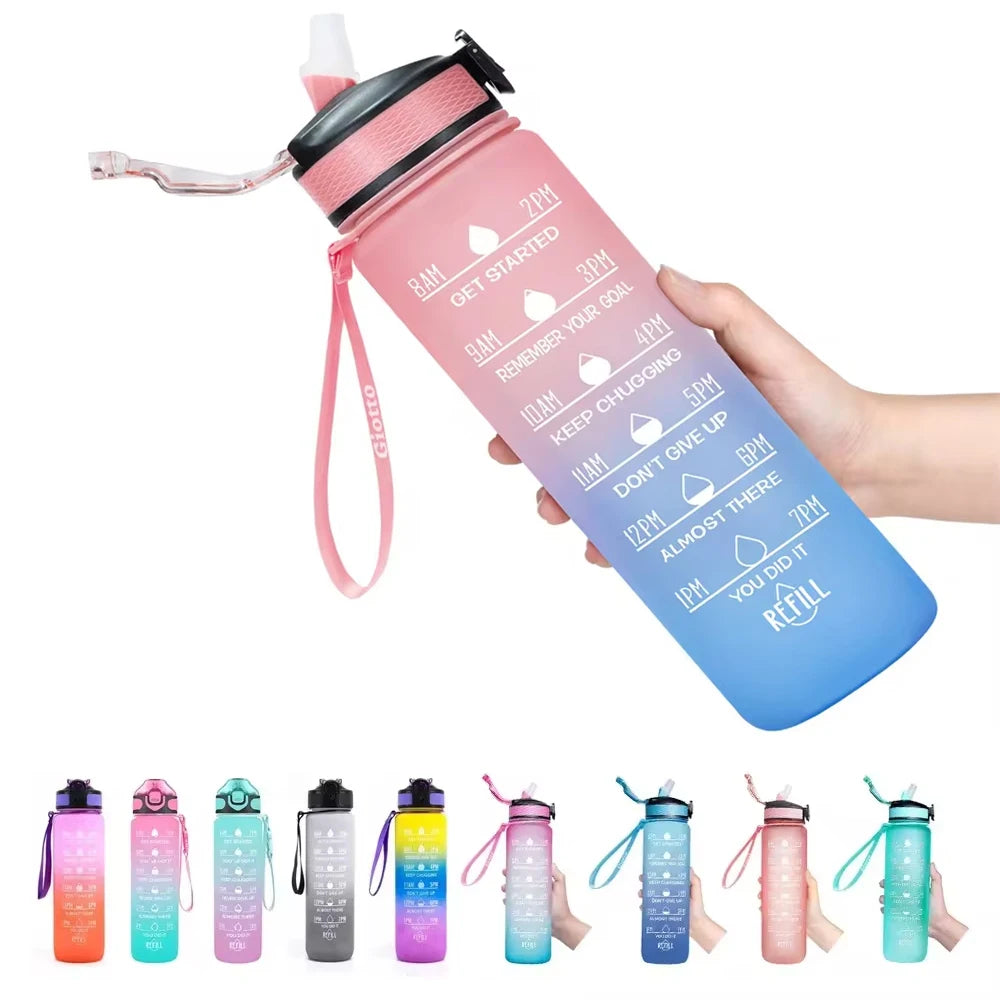 Motivational Sports Water Bottle with Times Marker